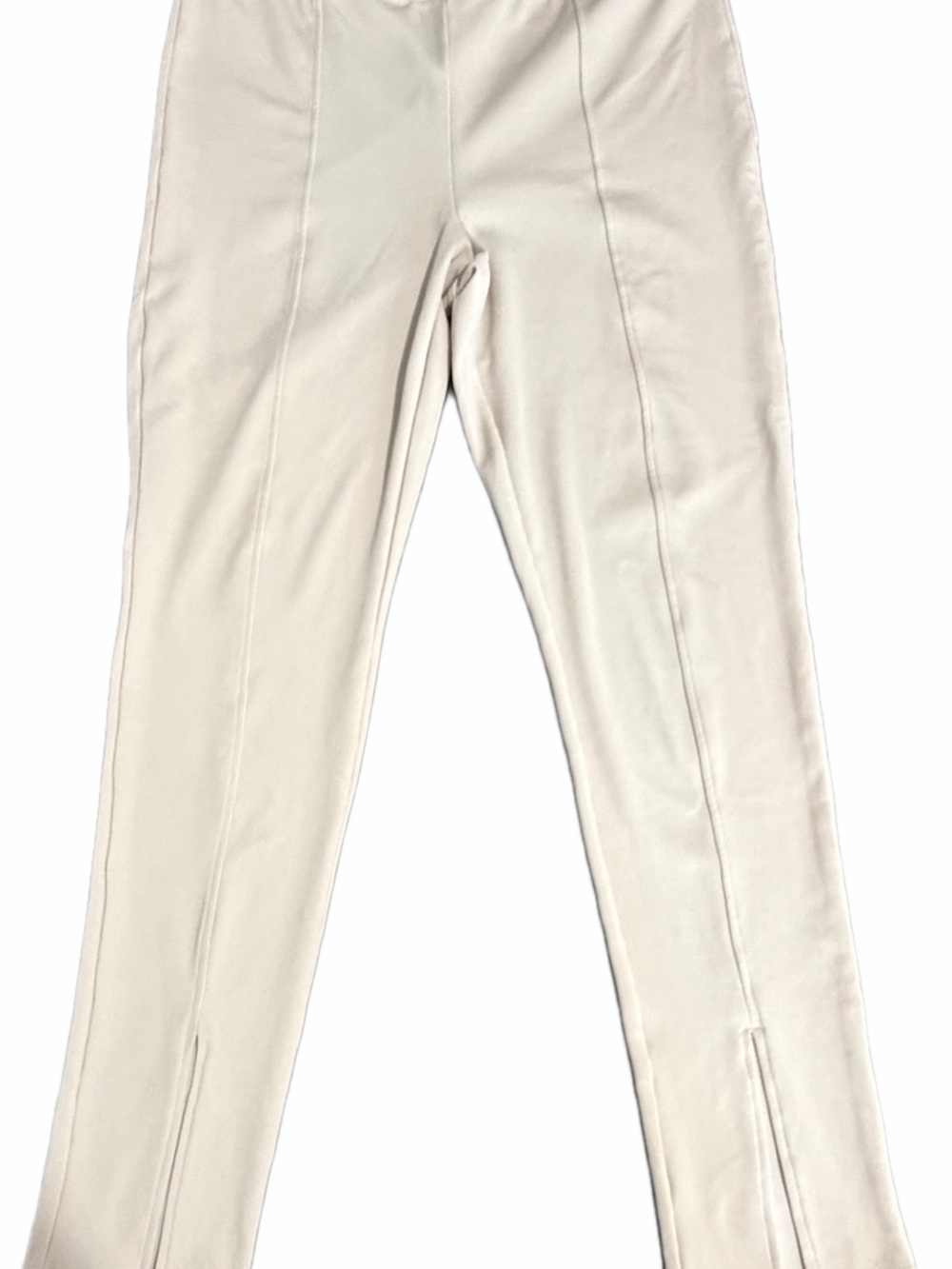 H&M Dividend XL Cream High Rise Pintuck Split Hem Stretch Pants